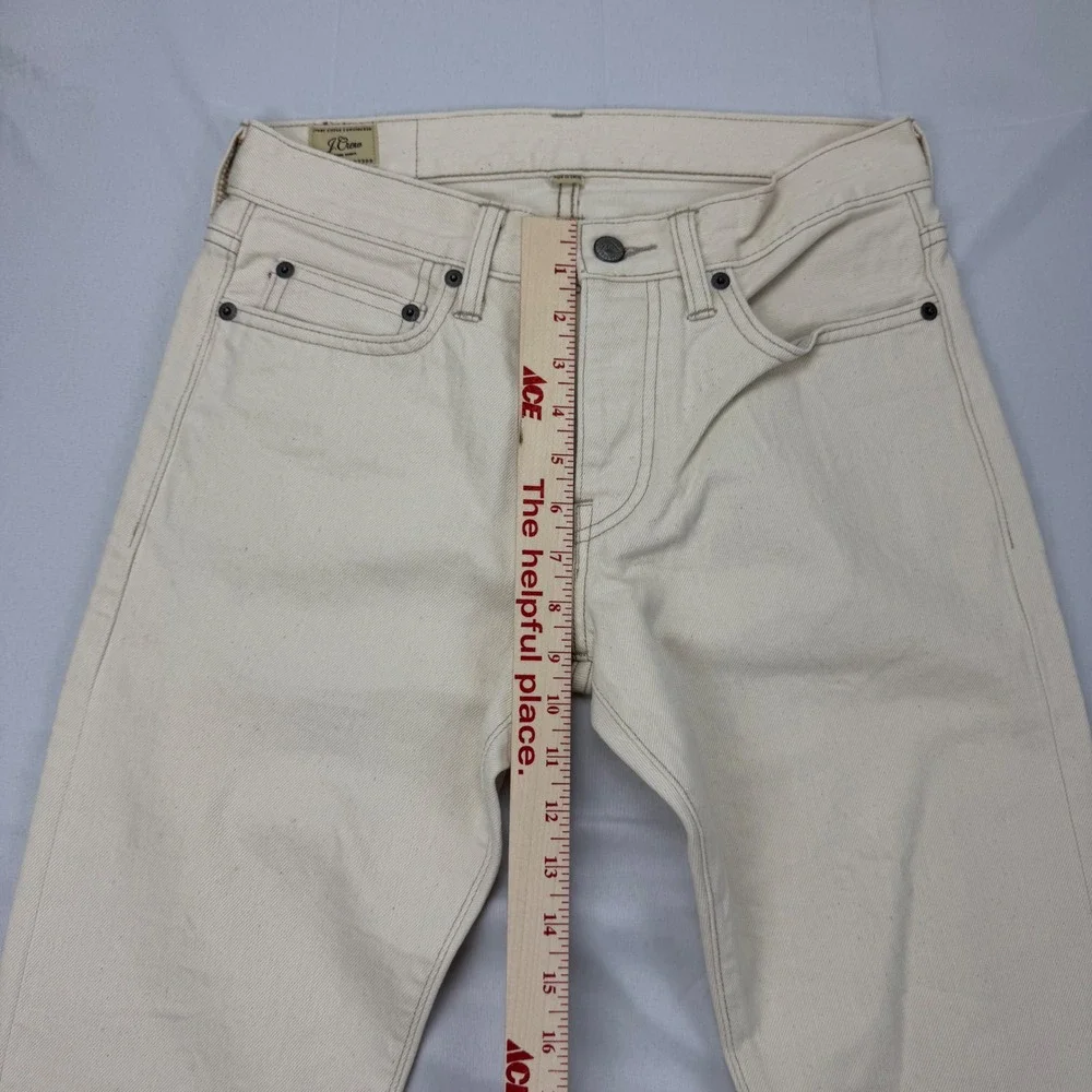 J.Crew 484 Slim Fit Selvedge Jeans Mens 28x30 Cream Off-White Extra Narrow Leg